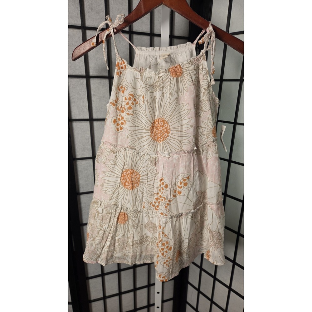 Oldy Navy Boho Hippie Flower Girl Tie Tiered Dress Size 14